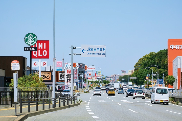 国道3号線 JR新宮中央駅付近
