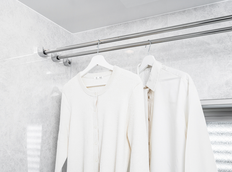 浴室内に洗濯物を干せる ランドリーパイプ 2本